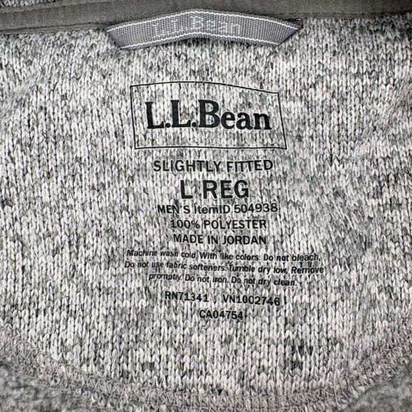 L.L. Bean Men's Gray Full-Zip Slightly Fitted Fleece Jacket L Reg - Picture 2 of 4